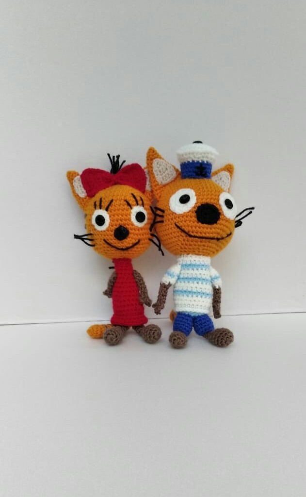 Crochet kittens. Height 20 cm - My, cat, Cartoons, Knitting, Needlework without process, Amigurumi