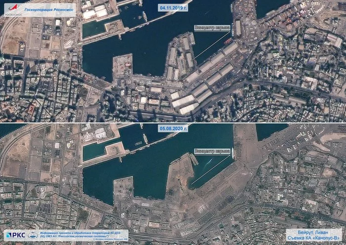 Consequences of the explosion in the port of Beirut - Roscosmos, The photo, Beirut, Explosions in the port of Beirut