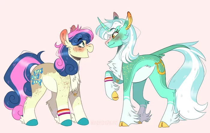 Various ponies - My little pony, Lyra heartstrings, Bon bon, MLP Lesbian, Shipping, Sunset shimmer, Starlight Glimmer, PonyArt, Longpost, Wanderingpegasus