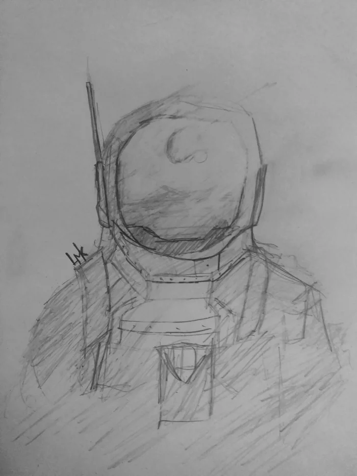 Come with us. We are going to the Moon - My, Art, Space, Spaceman, Космонавты, Pencil drawing