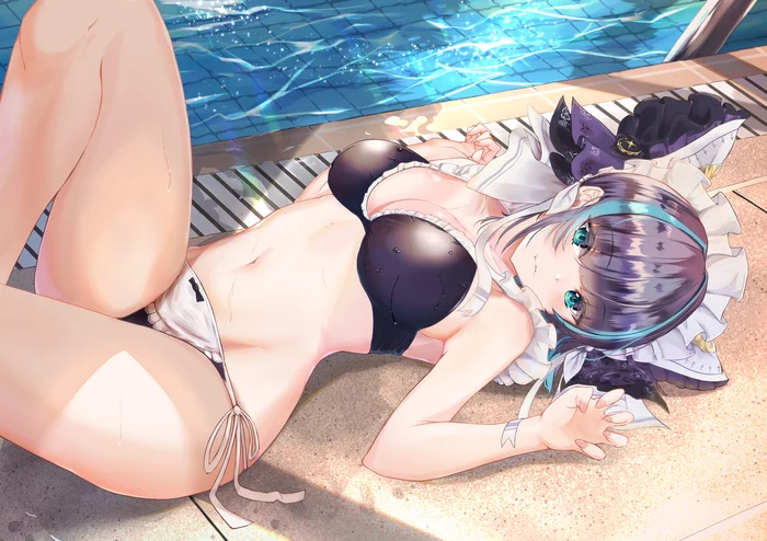 Cheshire - NSFW, Anime, Anime art, Azur lane, Cheshire, Swimsuit, Breast, Animal ears