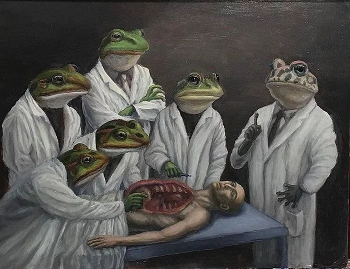 Switched places - Art, Opening, Painting, Frogs, Doctors