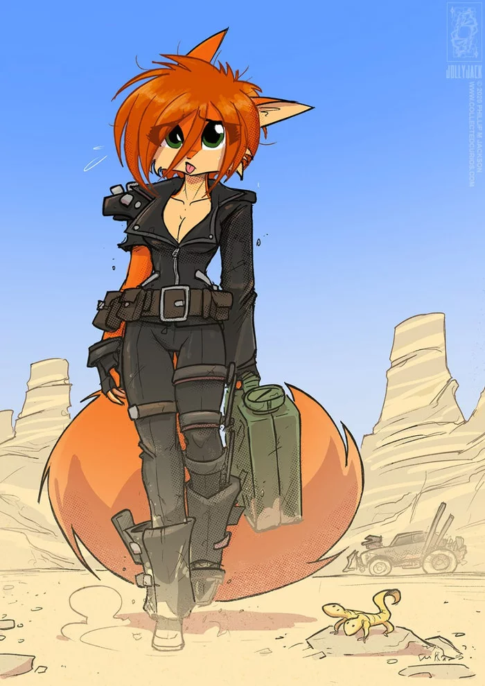 Scarlet - Road Warrior - Furry, Art, Jollyjack, Sequential art, Crazy Max, Desert, Longpost, Speed ??painting, Video