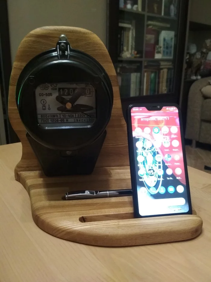 Gift to the chief power engineer - My, Presents, Counter, Crafts, With your own hands, Clock, Phone stand, Longpost