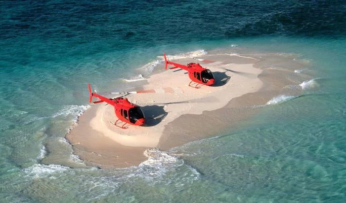 Red Bellas - Helicopter, Island, Water