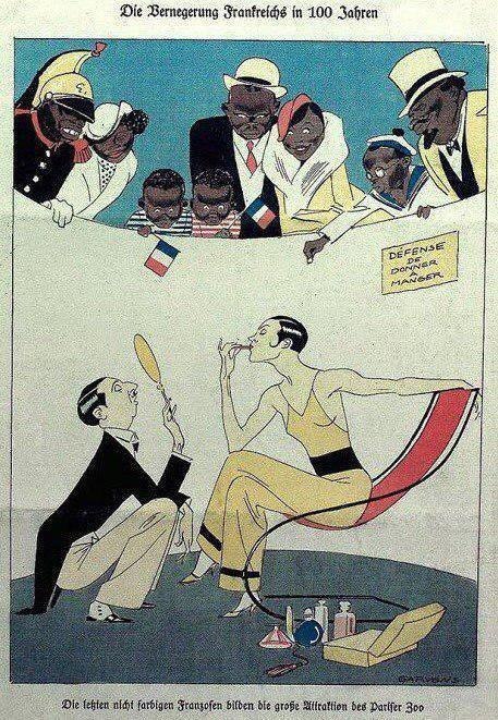 “The last non-colored Frenchmen are the main attraction of the Paris Zoo” - Caricature, Satire, Weimar Republic, Politics, Story, 20th century, Forecast