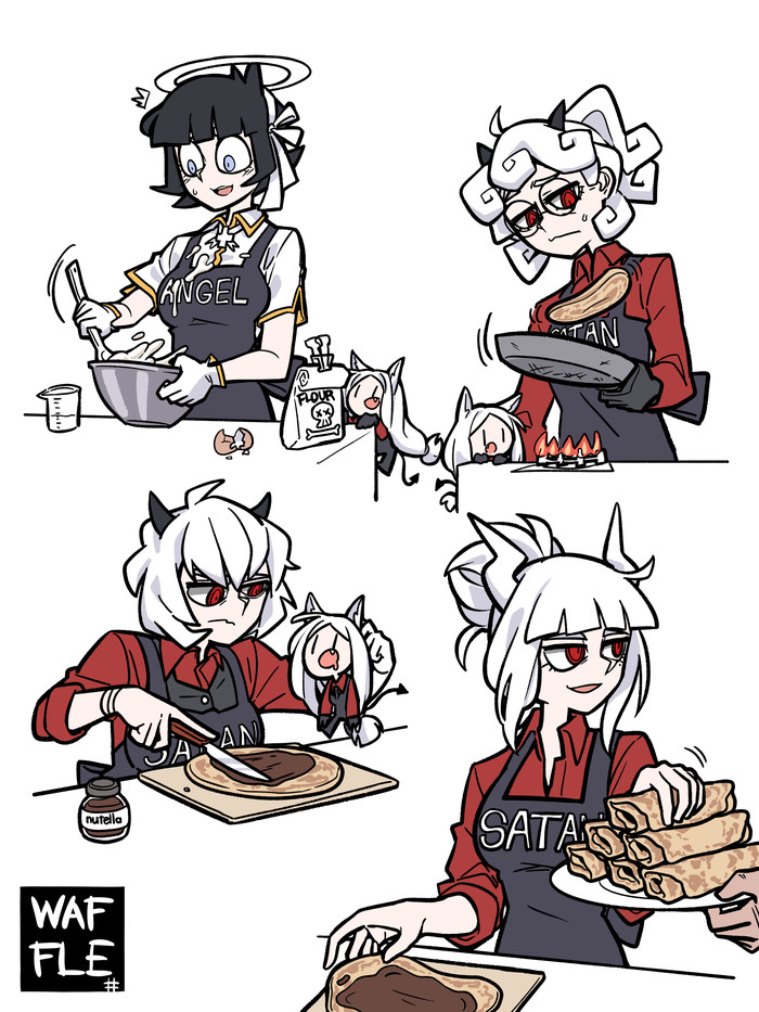 Making pancakes Anime Art, , Helltaker, Pandemonica, Malina, , , 