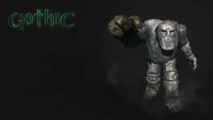 Golem from Gothic. Remaster* - My, 3D graphics, Gothic, Gothic 2, Computer graphics, Golem, 3D modeling, Video, Longpost