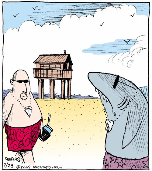 He started it first - Comics, Deering, Shark, Beach, Teeth