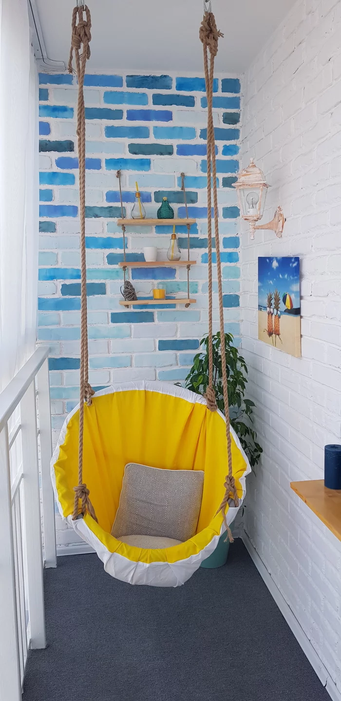 DIY hanging hammock chair - My, Crooked hands, Armchair, Hammock, Needlework, Dacha, Longpost, Needlework with process