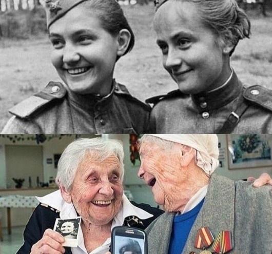 Pilot and Nurse. - The Second World War, The Great Patriotic War, Veterans, It Was-It Was, Long-liver, Smile, Black and white photo