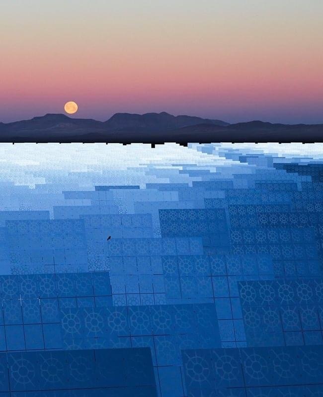 Solar panels look like a pixelated lake - Solar panels, Lake, Pixelation