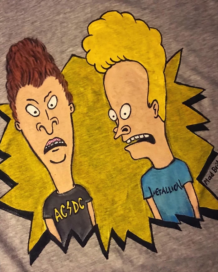 Beavis and Butt-head. I drew myself the most beautiful T-shirt - My, Beavis and Butt-head, Painting on fabric, T-shirt, Artist, Longpost