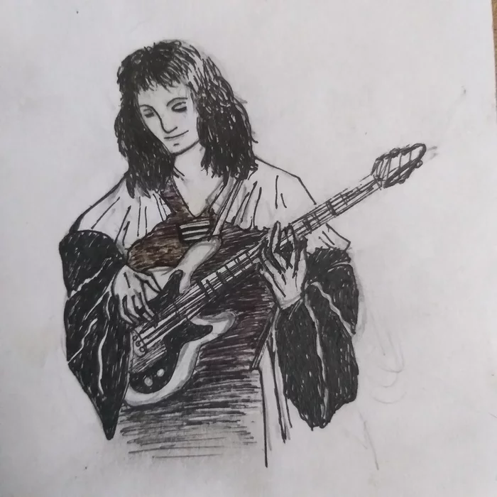 Pen drawing - My, Junior Academy of Artists, Drawing, Queen, John Deacon