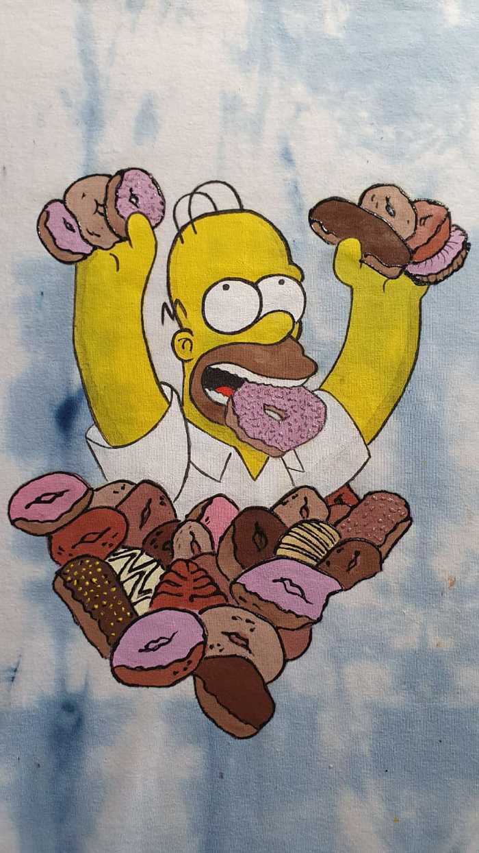 Now I have my own Homer - My, The Simpsons, Painting, Painting on fabric, Homer Simpson, Longpost