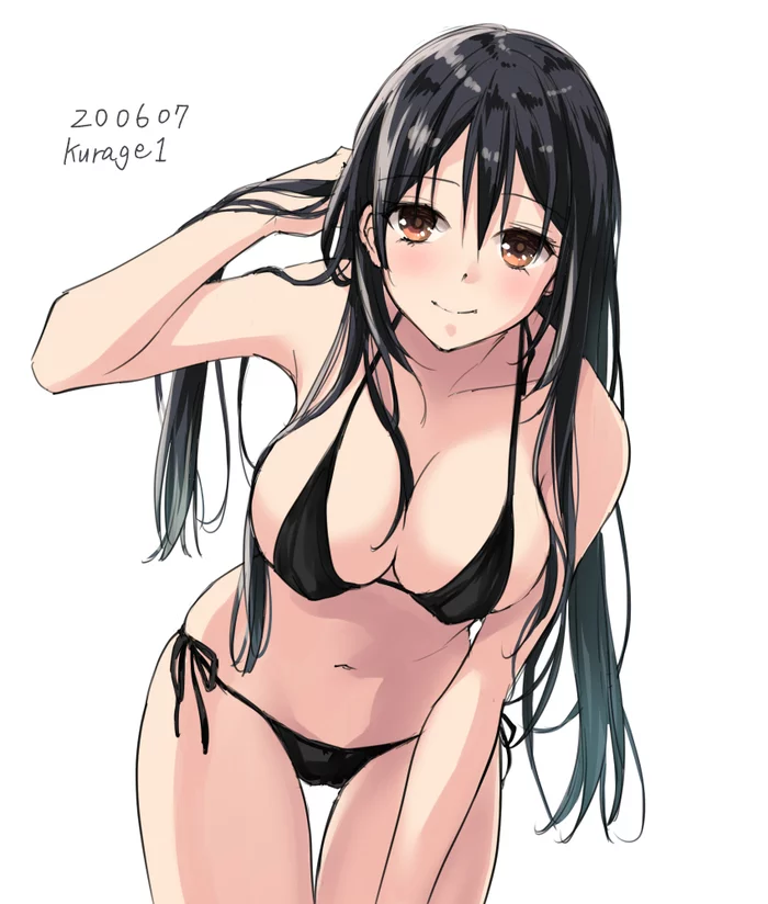 Chikuma - NSFW, Kantai collection, Anime, Anime art, Chikuma, Boobs, Swimsuit, Bikini