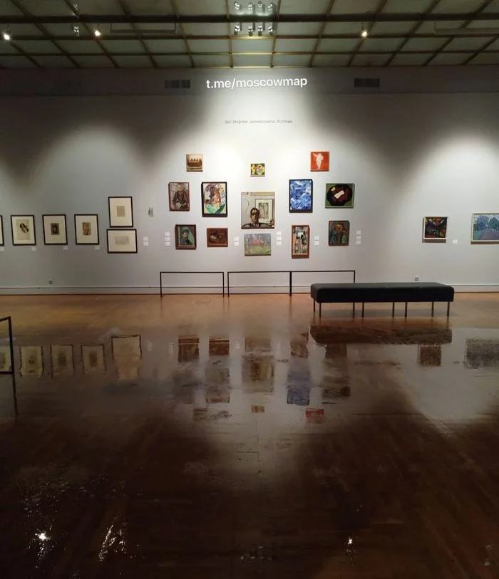 A gallery in the New Tretyakov Gallery was flooded - My, Moscow, Tretyakov Gallery, Video