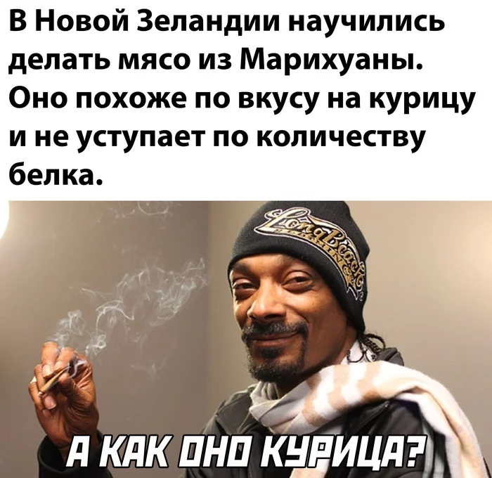 В Новой Зеландии создали мясо из конопли - Новости, Мясо, Конопля, Картинка с текстом, Snoop Dogg, Игра слов