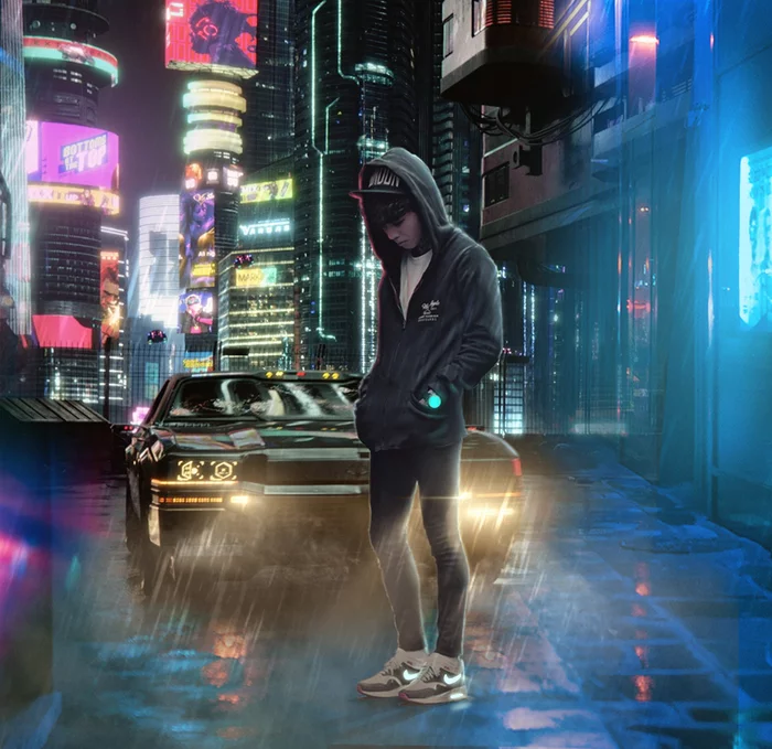 ART in cyberpunk style - My, Cyberpunk, Photoshop master, Photoshop, Video