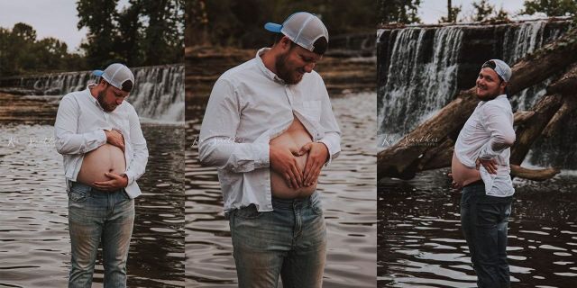 This guy booked a photo shoot for his pregnant wife, but she was put in storage at the hospital. Then he decided to take her place - The photo, PHOTOSESSION, Wife, Pregnancy, Husband, Stomach, Reddit, USA