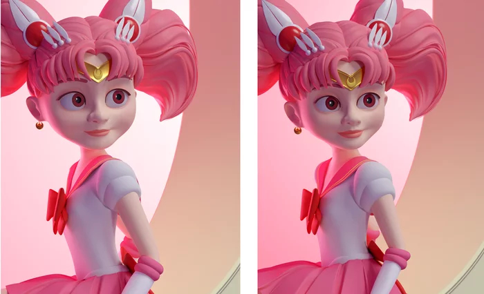 Исправленная модель Чибимун - Моё, Blender, Аниме, Sailor Moon, 3D моделирование