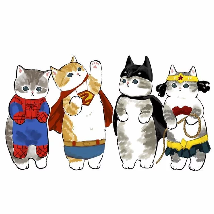 supercats - Art, Drawing, cat, Superheroes, , Longpost
