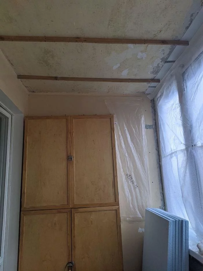 How I lightly insulated a 4 m2 loggia in a panel. Photo\Video and need help from experts - My, Building, Repair, Loggia, Balcony, Design, Help, cat, Turtle, Warming, Design, Collective farm, My house, Video, Longpost