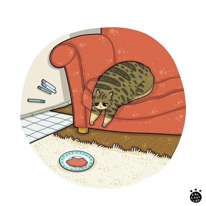Л. Лень - Кот, Еда, Рисунок, Tactooncat