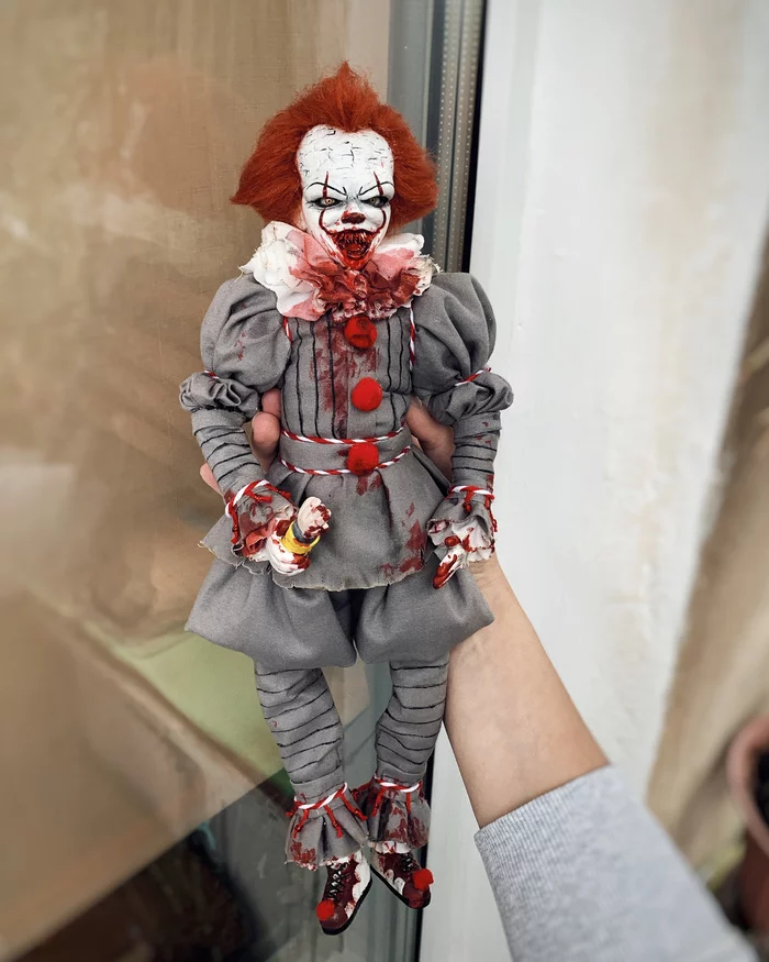 Pennywise - My, Pennywise, Handmade, Polymer clay, Doll, It 2, It, Needlework without process, Longpost