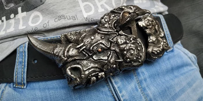 Forged belt buckle / Rhinoceros - My, Longpost, Handmade, Needlework without process, Accessories, Buckle, Belt, Style, Exclusive, Leather products, , Metal products, Male, Rhinoceros, Forging