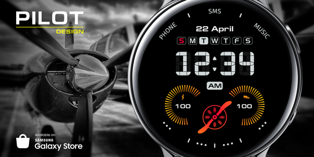 Pilot- Дизайн циферблата для Samsung Galaxy Watch Халява, Дизайн, Умные часы, Циферблат, Samsung Galaxy, Watchface, Samsung galaxy Watch