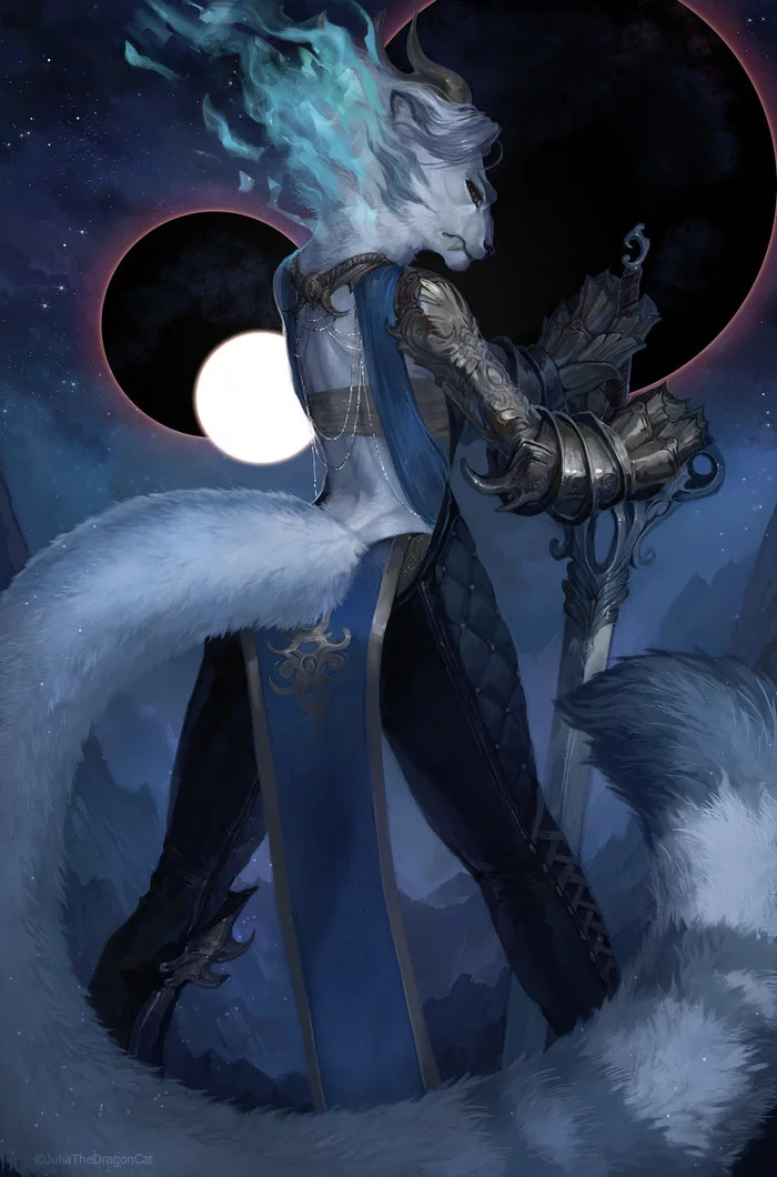 :Eclipse: - Furry, Art, Tail, Night, Sky, Stars, Fantasy, Juliathedragoncat, Stars