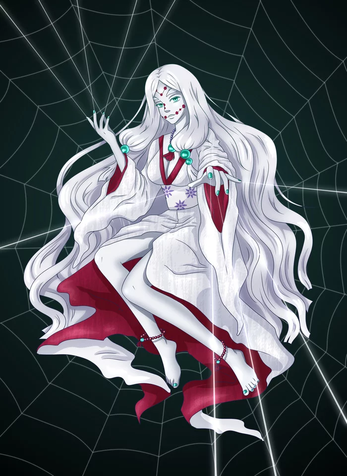 Mother demon spider - My, Art, Digital drawing, Drawing, Demon, Anime, Kimetsu no yaiba, Mother spider demon