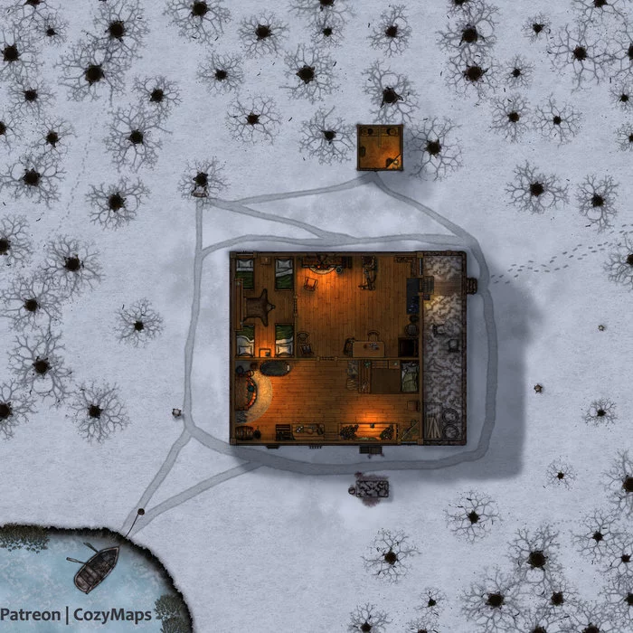 Map for D&D - Forester's Lodge (winter version) [30x30] - My, Dungeons & dragons, Cards, Tabletop role-playing games, Forester, Winter, Longpost