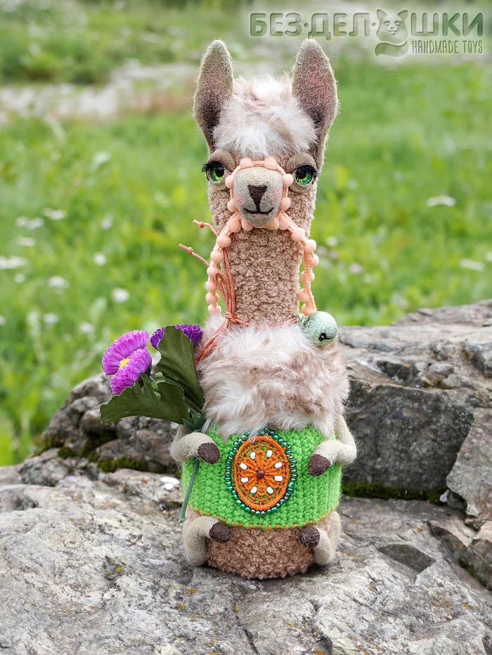 Interior toy Llama. Surprise toy - My, Toys, Needlework without process, Presents, Handmade, Llama, Amigurumi, Crochet, Cache, Interior toy, Video, Longpost