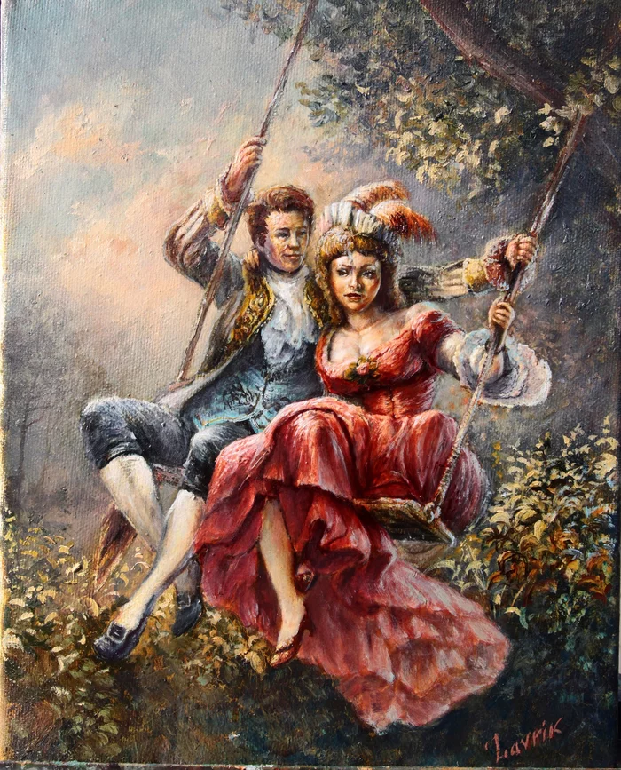 Swing - My, Oil painting, Painting, Art, Conversation piece, Design, Portrait, Interior painting, Longpost