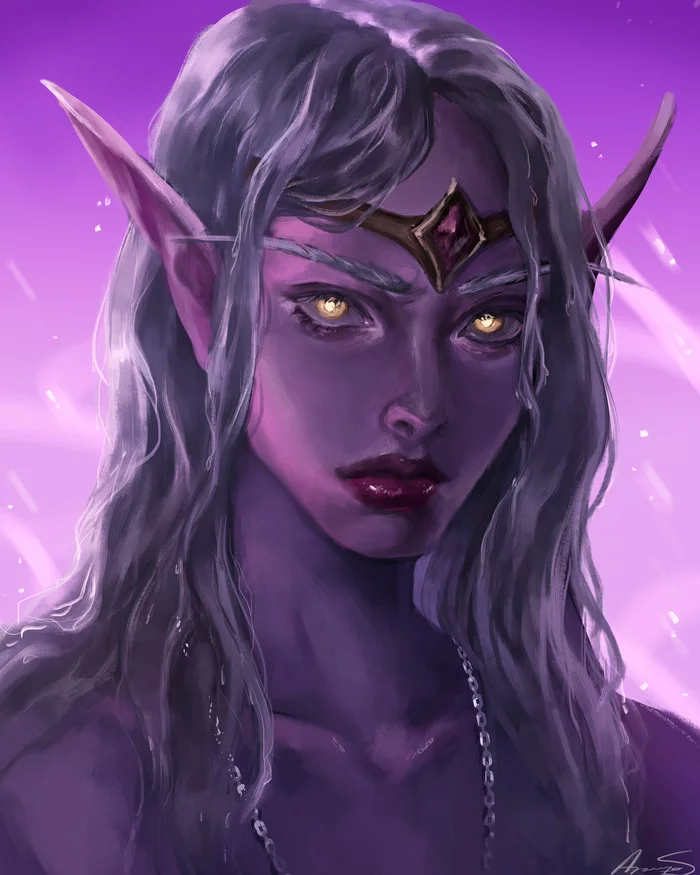 Queen Azshara - Drawing, World of warcraft, Night elfs, Azshara, Art, Blizzard