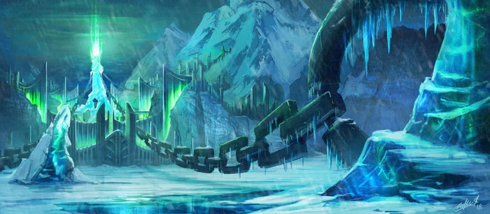 Construction of the Icecrown Citadel. Author: Taylor Germain - World of warcraft, Warcraft, Blizzard, Game art, Art, Creation, CLK