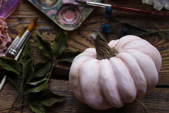 Decorative pumpkin made of polymer clay - My, Needlework without process, Polymer clay, Cold porcelain, Handmade, Longpost