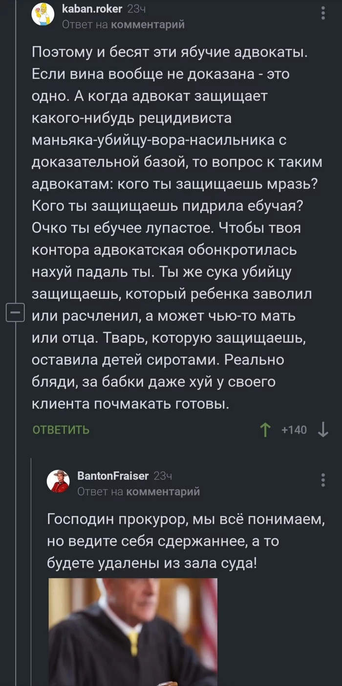 Господин прокурор - Политика, Комментарии на Пикабу, Юмор, Мат, Прокурор, Адвокат, Скриншот