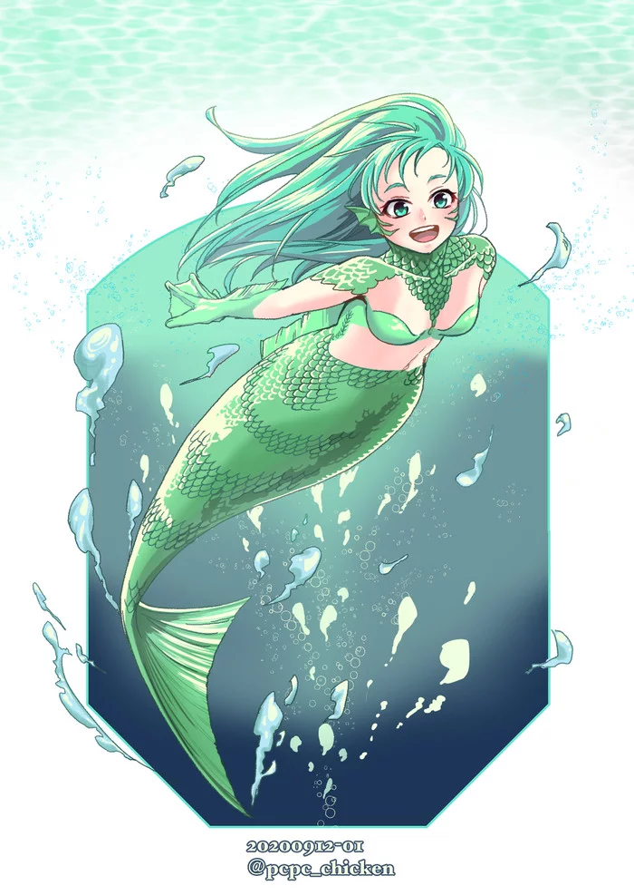 Mermaid - Anime, Anime art, Original character, Mermaid