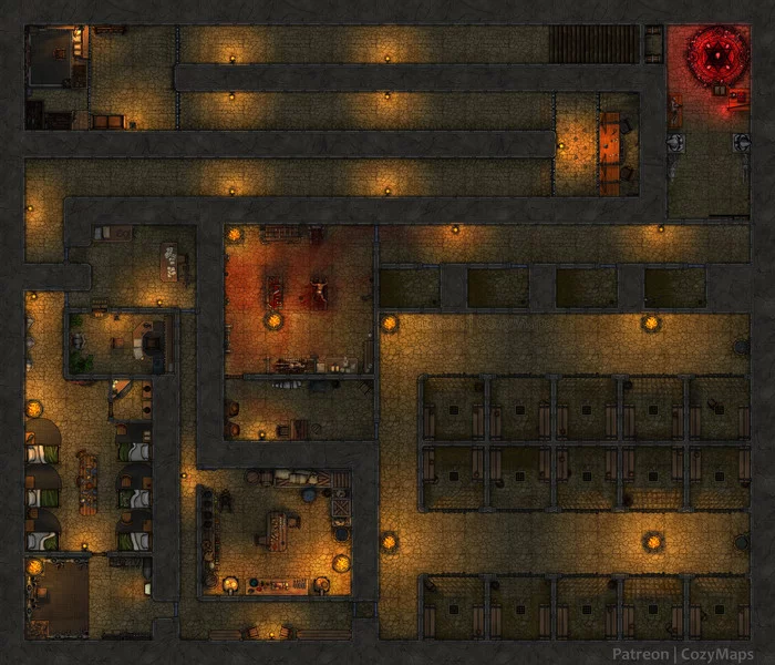 Map for Dungeons and Dragons - Prison of Despair [35x30] - My, Dungeons & dragons, Cards, Tabletop role-playing games, Prison, Cultists