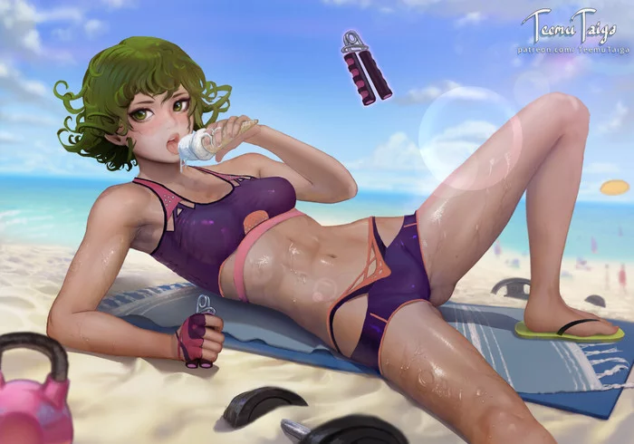 Art by Teemu Taiga - Art, Girls, Beach, Sport, Onepunchman, Tatsumaki, Anime, Anime art, Teemu Taiga