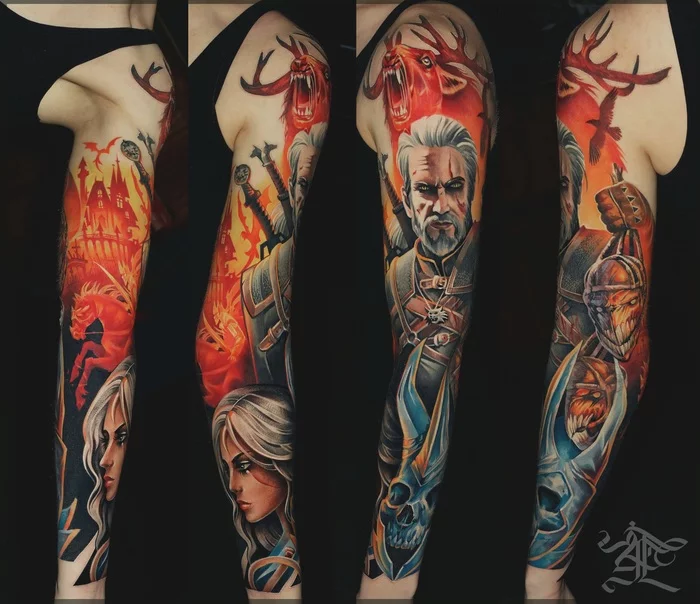 The Witcher - My, Tattoo, Sleeve, Witcher, Tattoo Lovers League