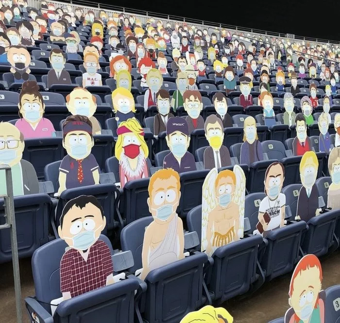 The American team Denver Broncos seated all the residents of South Park in the stands at today's football match. - The photo, USA, American football, Tribune, Spectators, South park, Characters (edit), Coronavirus, Video