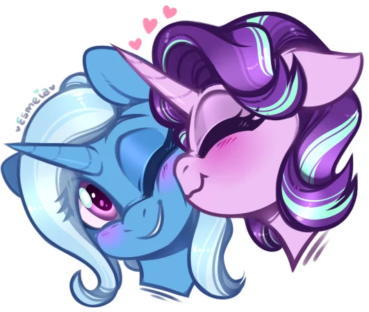 Волшебница и фокусница - My Little Pony, PonyArt, Starlight Glimmer, Trixie, MLP Lesbian, Шиппинг