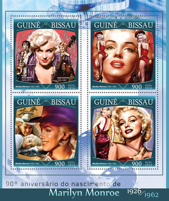 MM on postage stamps (XXII) Series Magnificent Marilyn - Issue 234 - Cycle, Gorgeous, Marilyn Monroe, Beautiful girl, Actors and actresses, Celebrities, Stamps, Blonde, , Collecting, Philately, USA, Longpost, 20th century, Guinea-Bissau, 2016, 1953, Movies, Hollywood, GIF