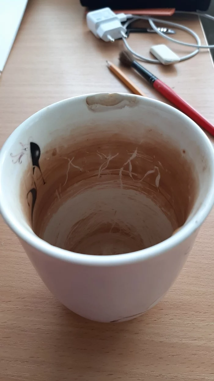 Artist's mug - My, Tea, Longpost, Dirty dishes, Кружки, Negative