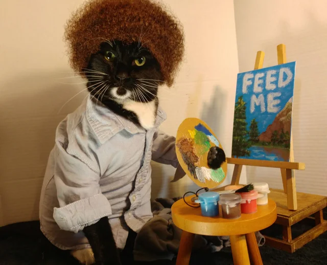 Artist - cat, Pets, Pet, Costume, Painting