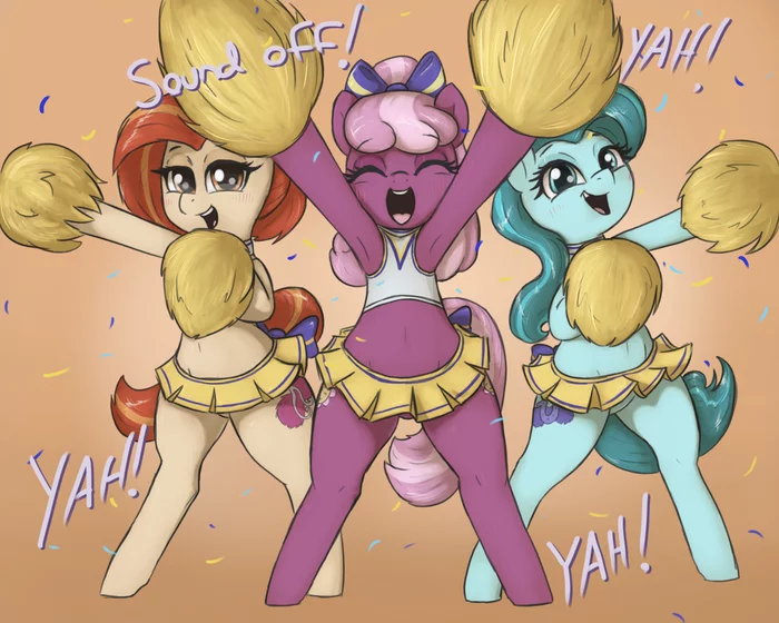 Already three hot cheerleaders - My little pony, PonyArt, Shimmy Shake, Lighthoof, Cheerilee, MLP Edge